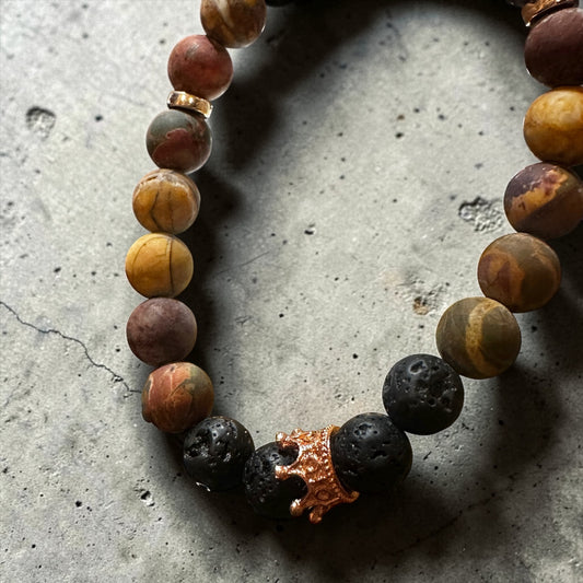 Foxwood Crown – Picasso Jasper & Lava Stone Bracelet