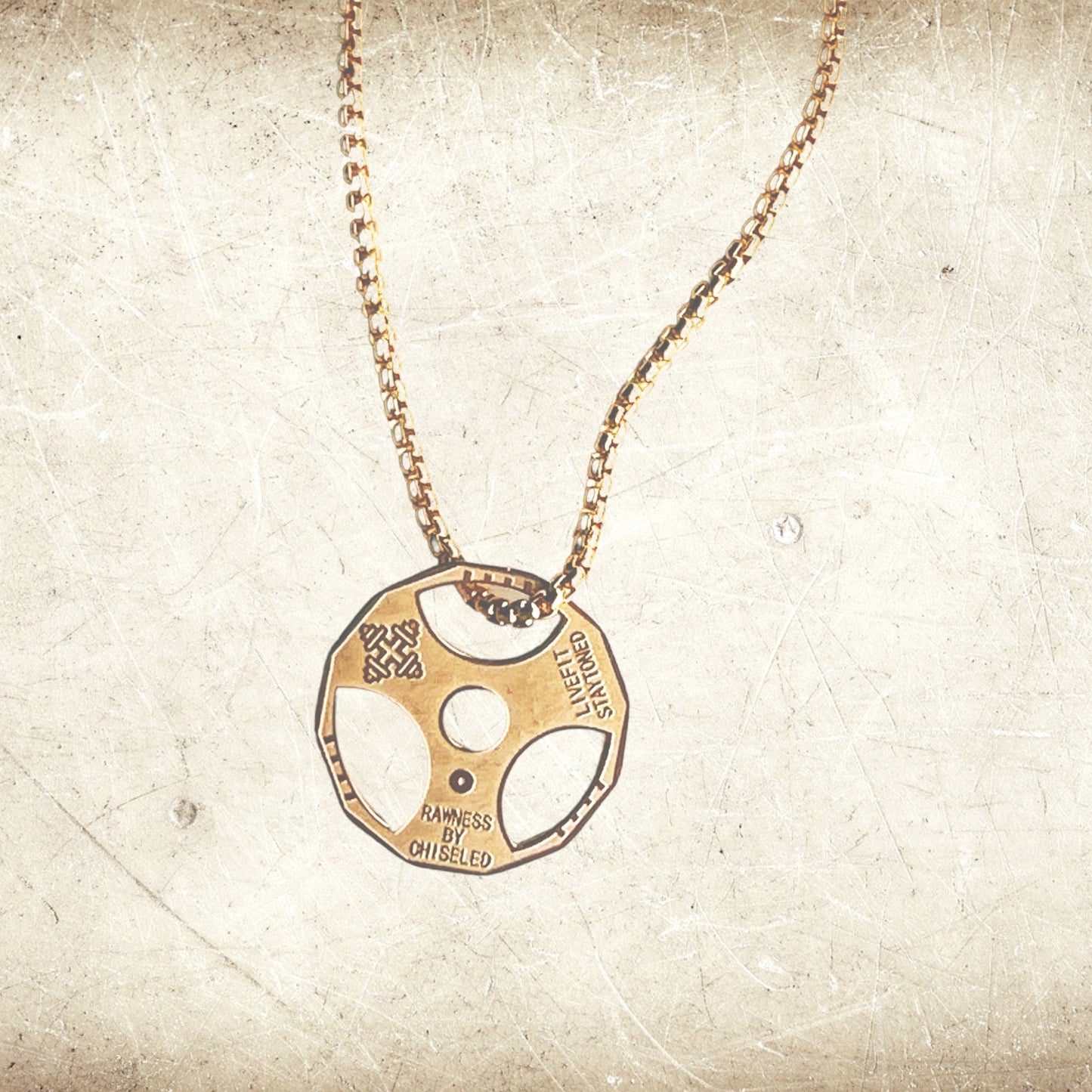 Golden Fitness Weight Plate Pendant Necklace