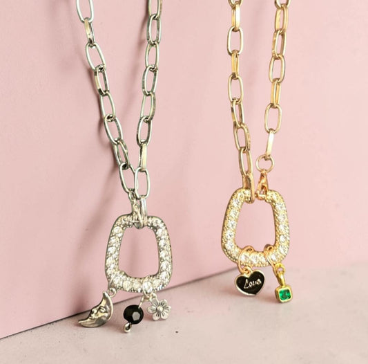 Radiant Row - Crystal Horseshoe Charm Necklace
