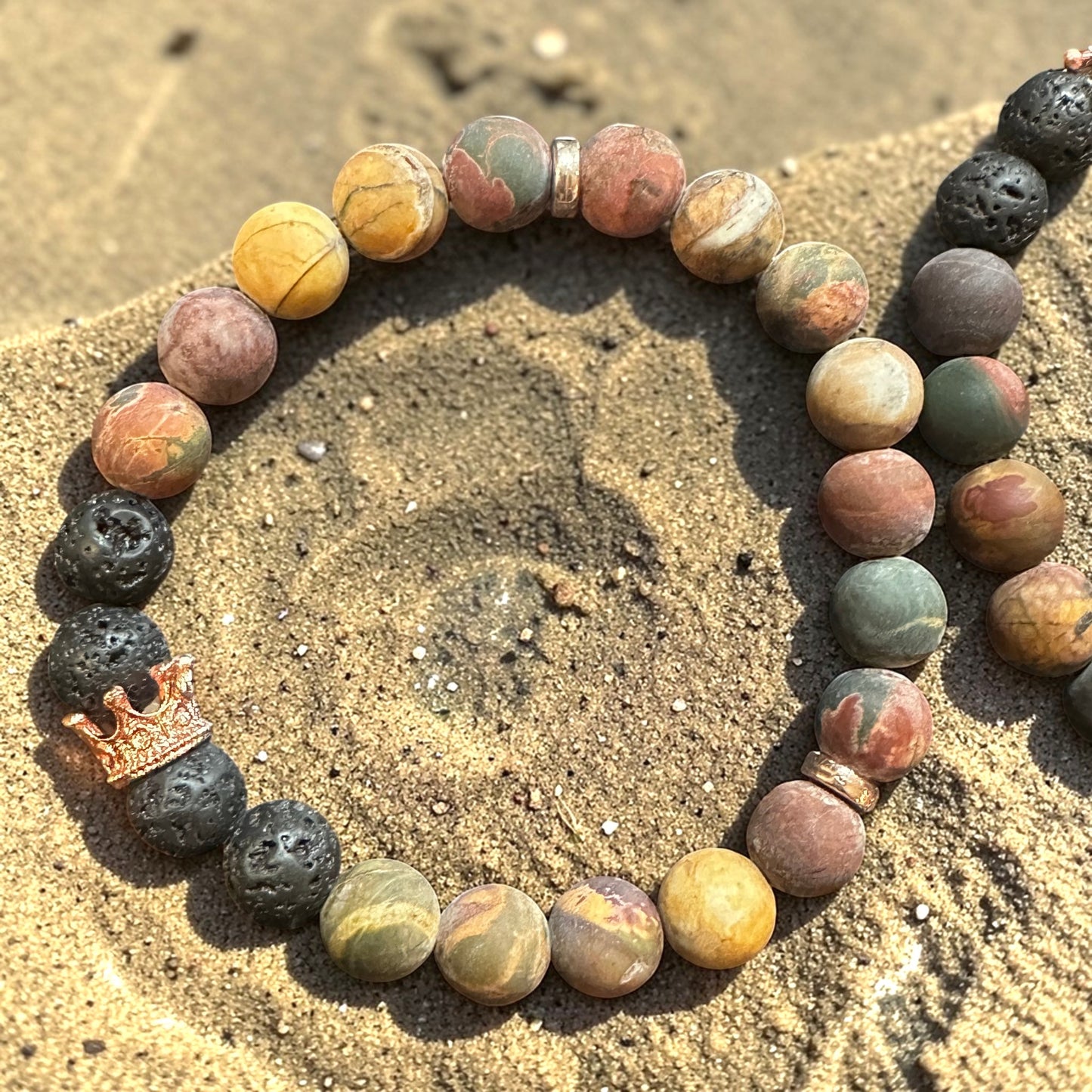 Foxwood Crown – Picasso Jasper & Lava Stone Bracelet