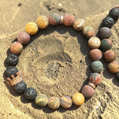Foxwood Crown – Picasso Jasper & Lava Stone Bracelet