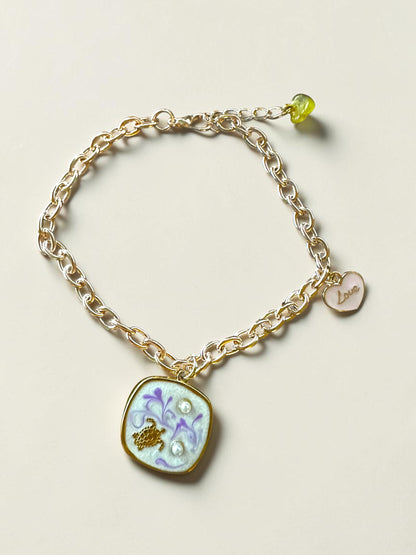 Beach Charm Bracelet - Seafoam Heart