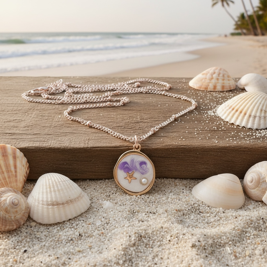 Ocean Charm Necklace - Lavender Tide