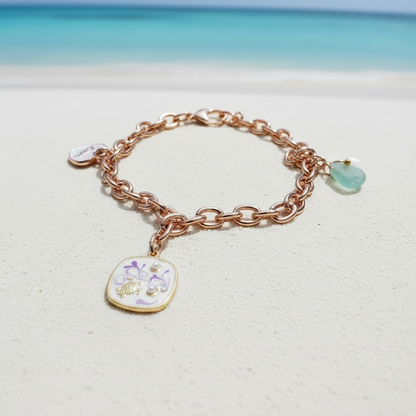 Beach Charm Bracelet - Seafoam Heart