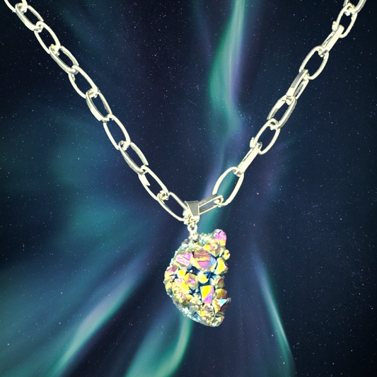 Titanium Rainbow Aura Quartz Pendant Necklace