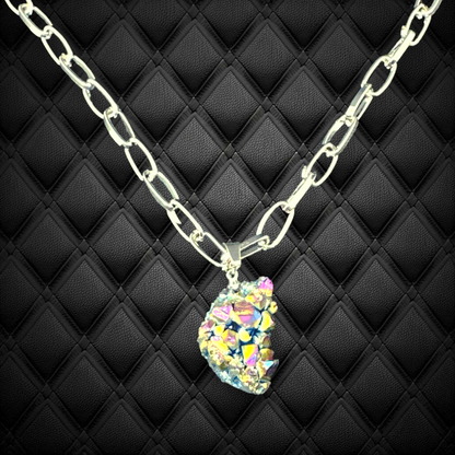 Titanium Rainbow Aura Quartz Pendant Necklace