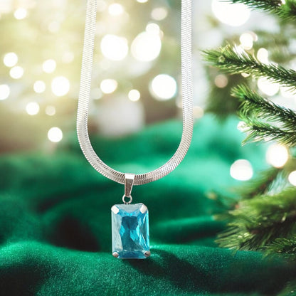 Velvet Current – Crystal Pendant Snake Chain Necklace