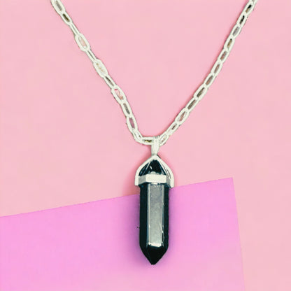 Black Agate Hexa Necklace