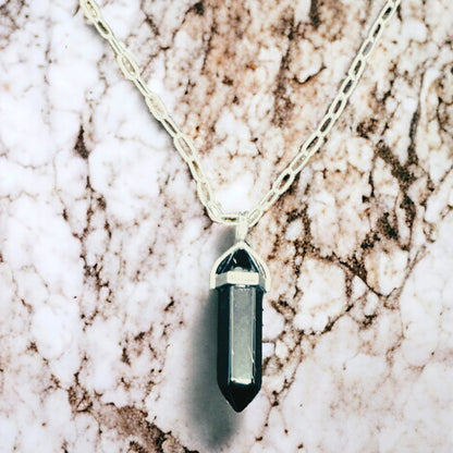 Black Agate Hexa Necklace