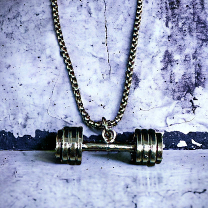 Black Dumbbell Pendant Necklace