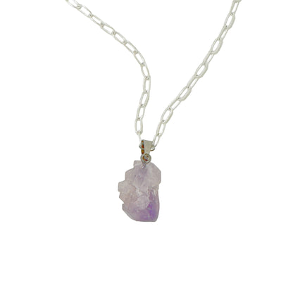 Light Purple Amethyst Raw Gemstone Pendant Necklace