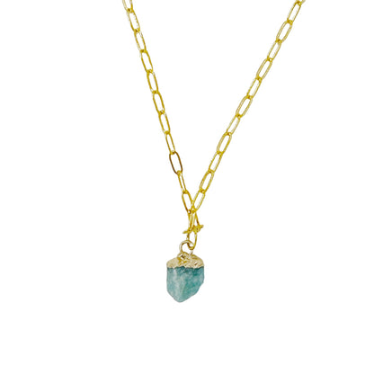 Mini Blue Apatite Raw Gemstone Pendant Necklace