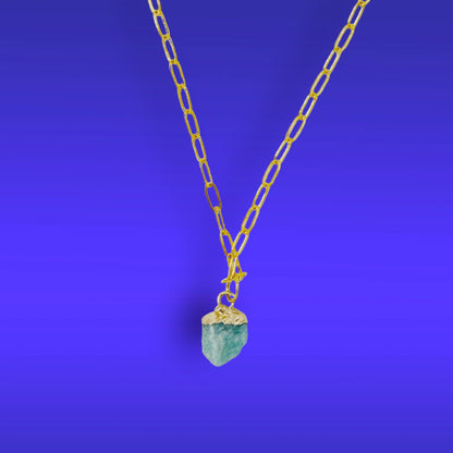 Mini Blue Apatite Raw Gemstone Pendant Necklace